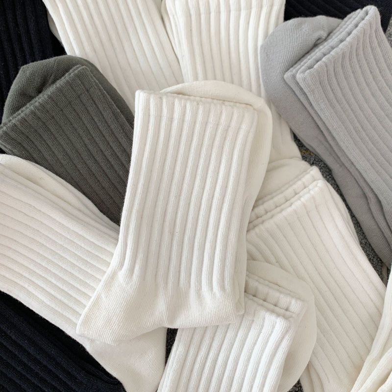 Zhuji Socks Men's Mid-Calf Length Solid Color Autumn and Winter Stockings Versatile Ins Trendy Sports American High Waist Long Socks