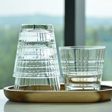 钢化玻璃杯商用可叠放水杯耐热咖啡杯防摔V型阔口杯果汁杯