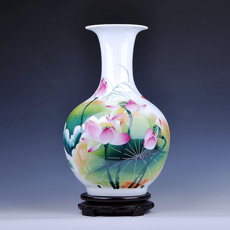 景德镇陶瓷器新中式手绘名人名作花瓶家居客厅电视柜装饰摆件插花