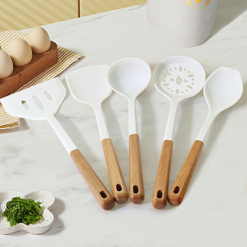 Cross-Border Silicone Spatula Soup Spoon 13-Piece Non-Stick Pan Food Grade Silicone Spatula Milk White Silicone Kitchenware Set Wholesale