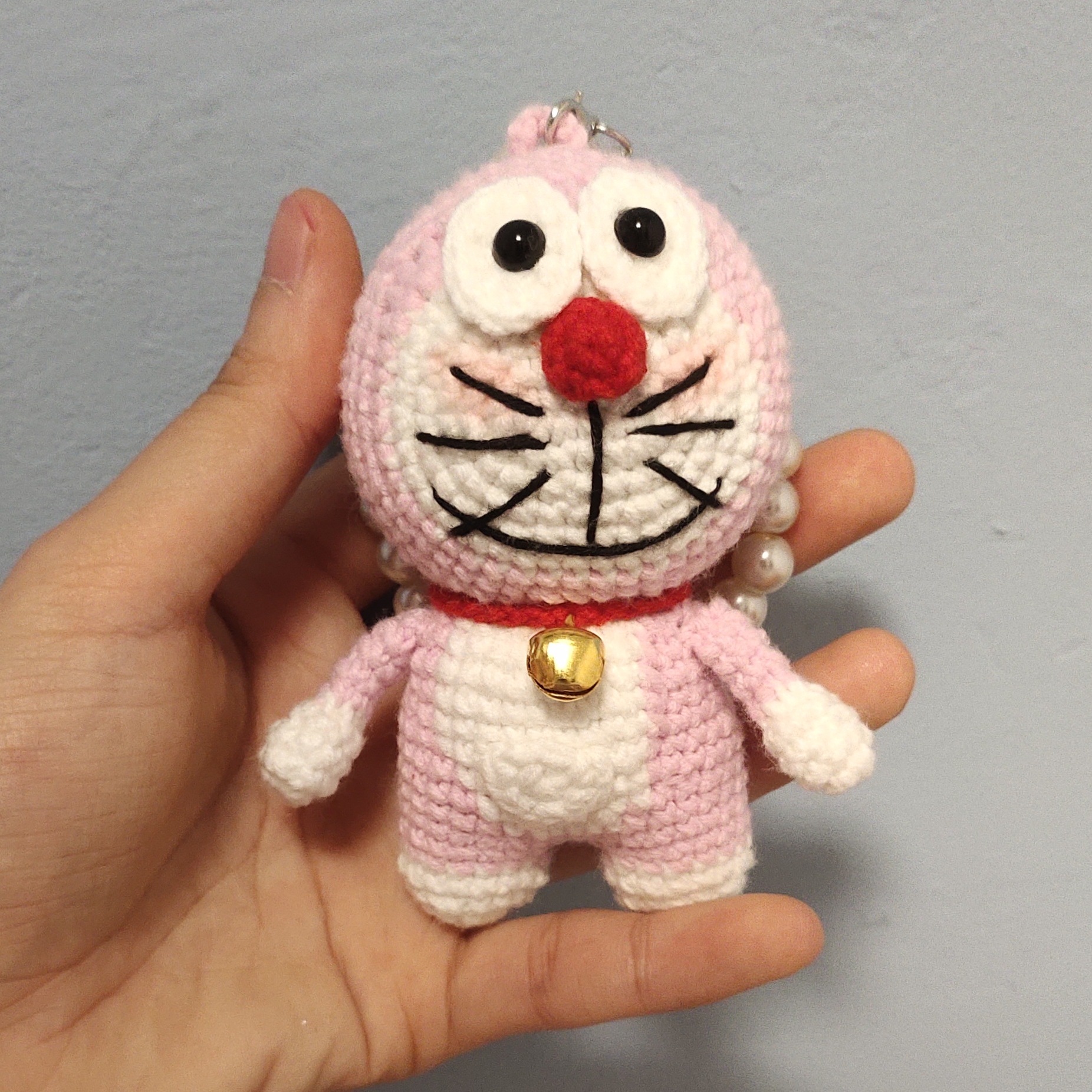 欧美亚马逊哆啦a梦玩偶钩织手工成品毛线玩偶挂件蓝胖子钥匙扣