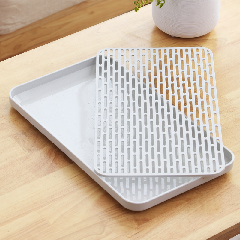 Creative Water Filter Tray Household Double Deck Draining Plate Tray Draining Tea Tray Kitchen Dish Rack Water Cup Tableware Storage