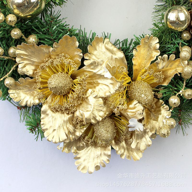 2022 Christmas Decoration Golden Christmas Flower Garland PVC Pine Needle Garland Handmade Amazon Wall Decoration