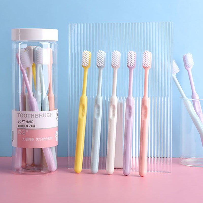 Repair Candy Color Smiley Face Barrel Toothbrush Soft Hair 10 PCs Macaron Couple Toothbrush Department Store Supermarket Wholesale