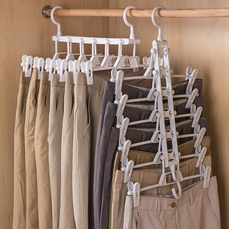 folding pant rack multi-functional multi-layer pants hanger household magic seamless trouser press wardrobe storage clothes hanger pants hanger