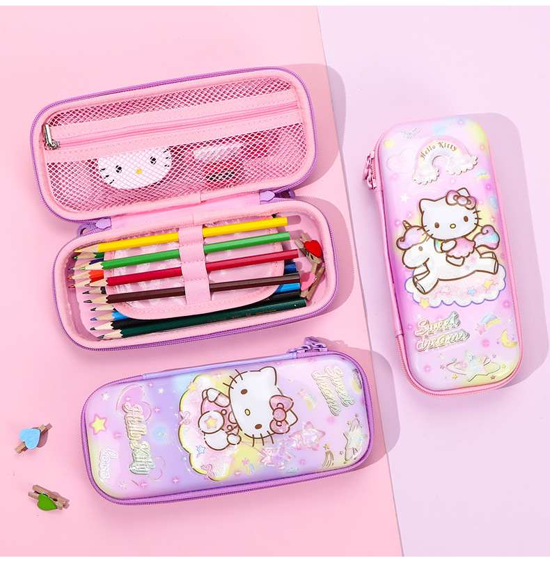 凯蒂猫小学生儿童笔袋大容量文具盒女生可爱卡通铅笔笔盒防水韩版