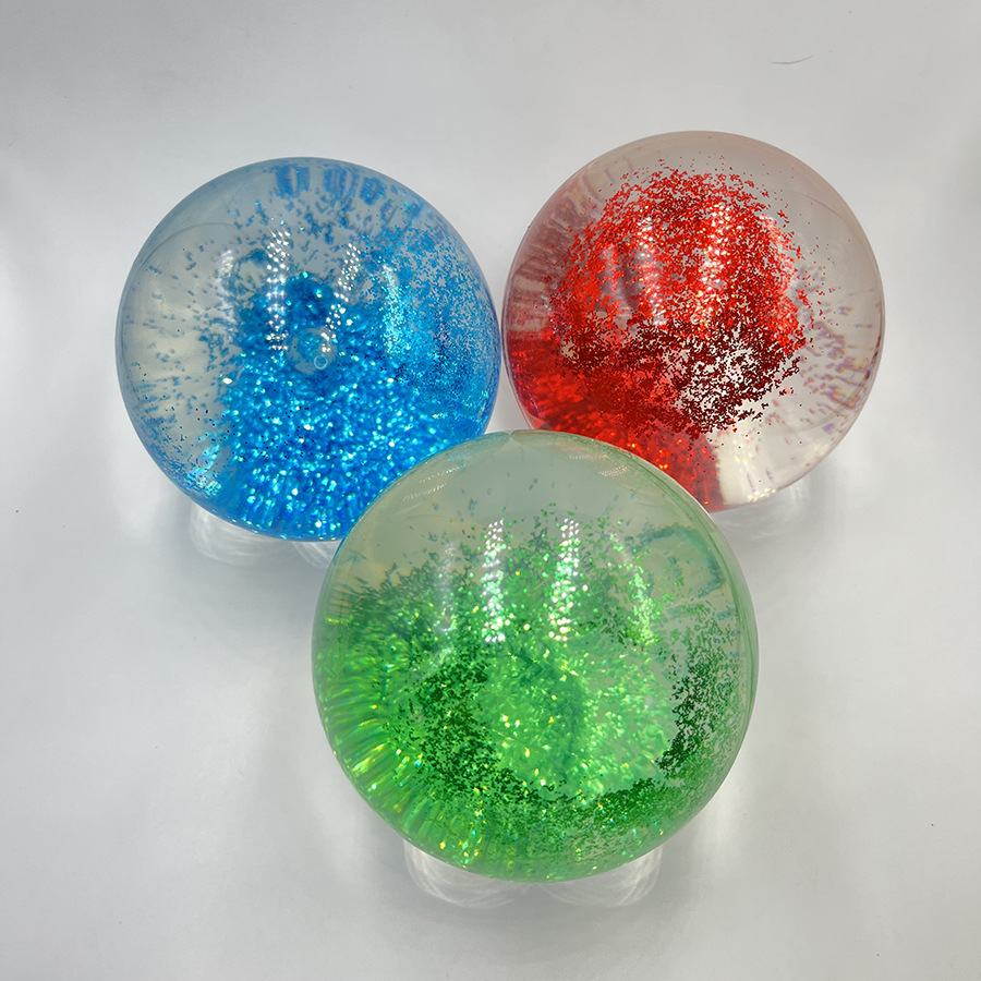 跨境热卖地摊儿童水上弹跳玩具 tpu促销礼品水晶金粉弹力跳跳球