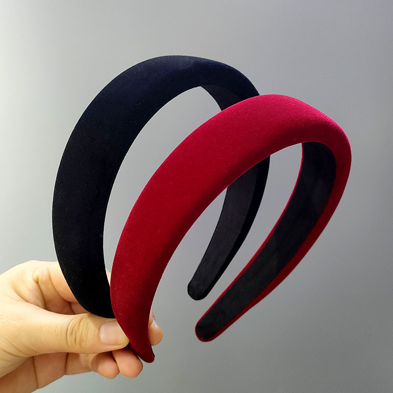 New High Skull Top Retro Elegance Wine Red Velvet Sponge Wide Edge 2022 Instafamous Hairband Autumn and Winter Decoration