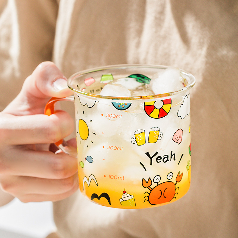 Borosilicate New Glass Graduated Glass Heat-Resistance Glass Fresh Milk Cup Juice Cup Kid's Mug