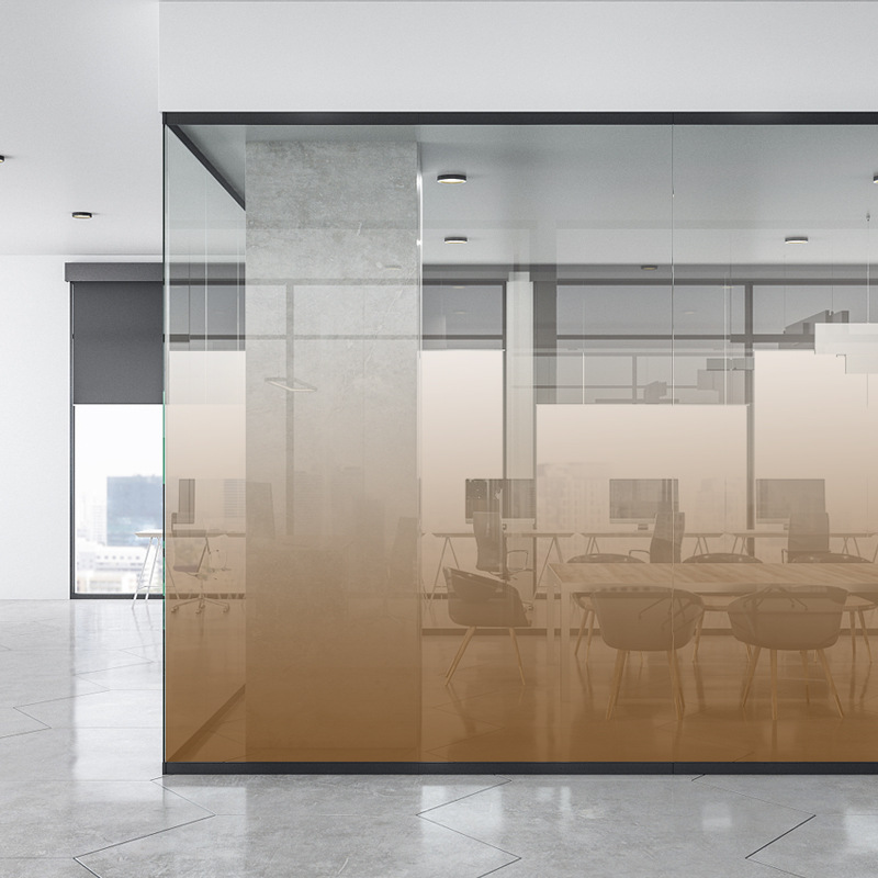 磨砂办公室公司彩色渐变玻璃贴膜静电贴艺术透明变色遮挡装饰