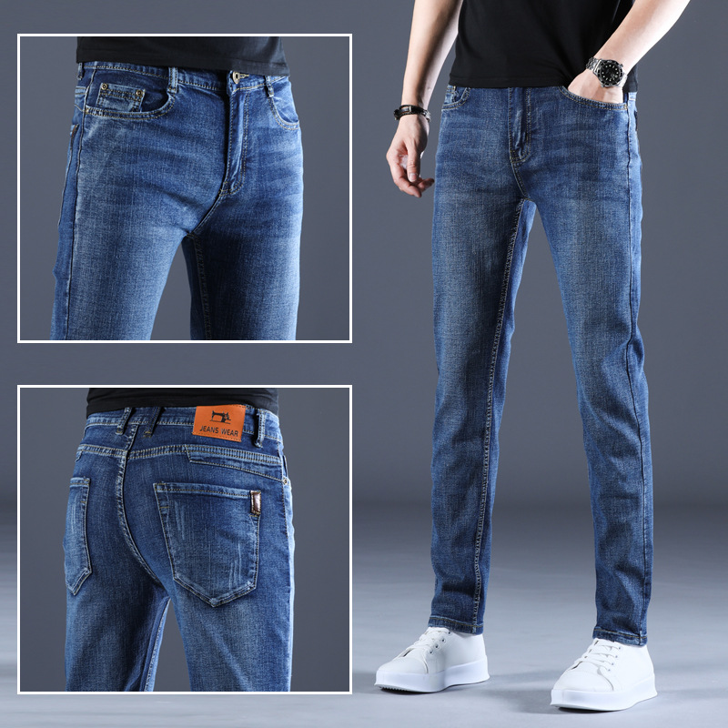 One Piece Dropshipping Spring and Autumn New Jeans Men's Straight Slim Stretch Casual Pants Youth Trendy Men's Trousers