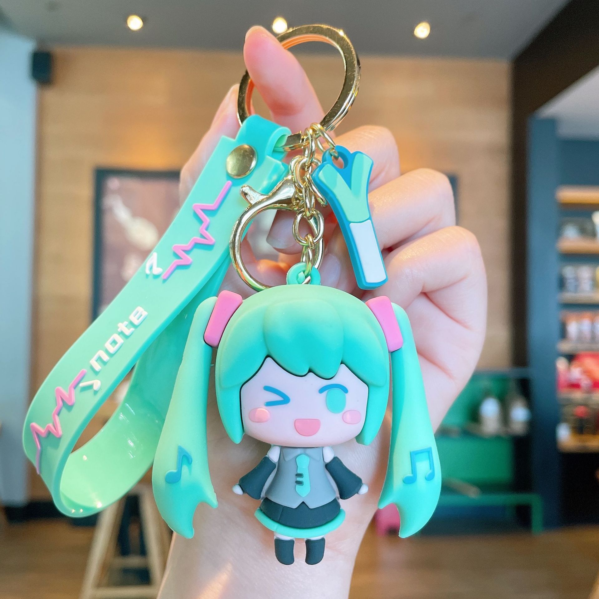 Cartoon Epoxy Hatsune Girl Keychain Car Key Chain Couple Bags Pendant Creative Key Ring Wholesale