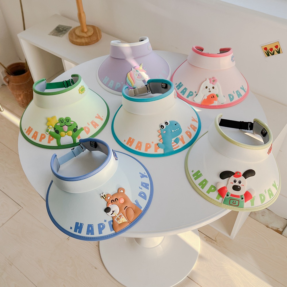 Children's Cartoon Animal Topless Hat Summer Travel Big Brim Sun Protection Hat Boys Girl's Sunhat Scenic Spot Sun Hat