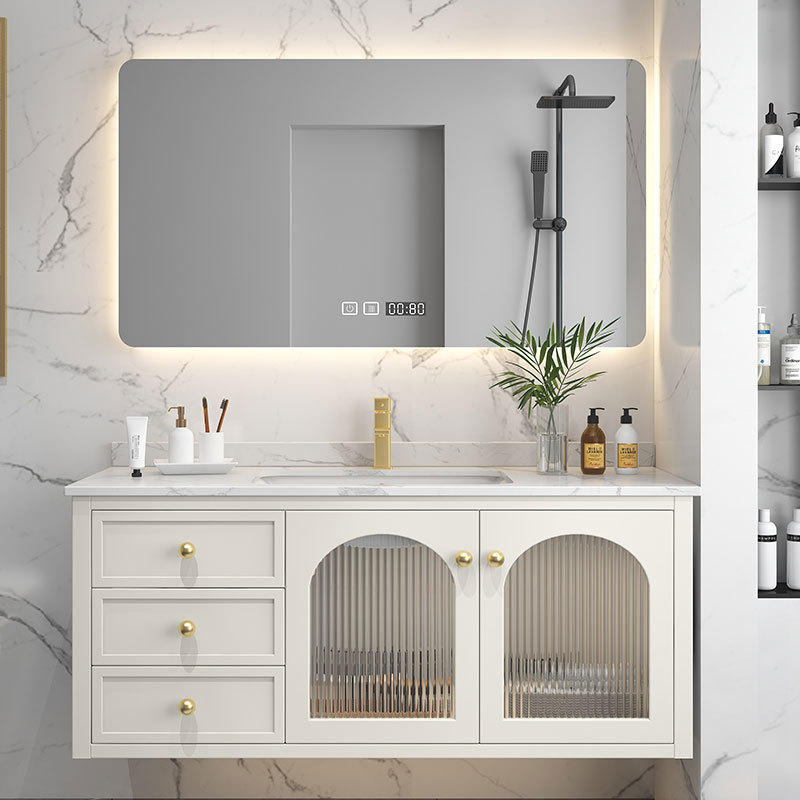 现代轻奢岩板浴室柜简约卫生间洗漱台小户型洗手盆洗脸盆组合批发