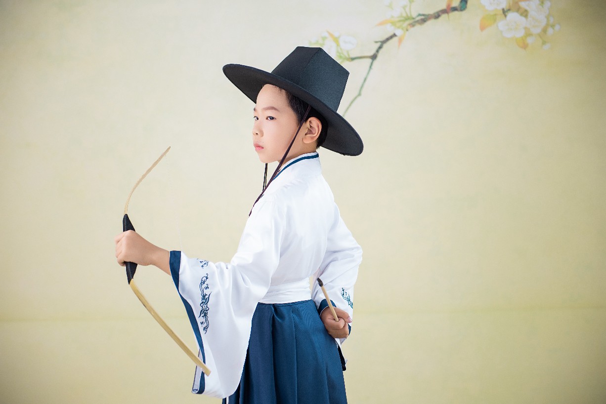 创代设hansh原创小孩笠帽明制大帽汉服男孩7至12岁古风帽冠方顶帽