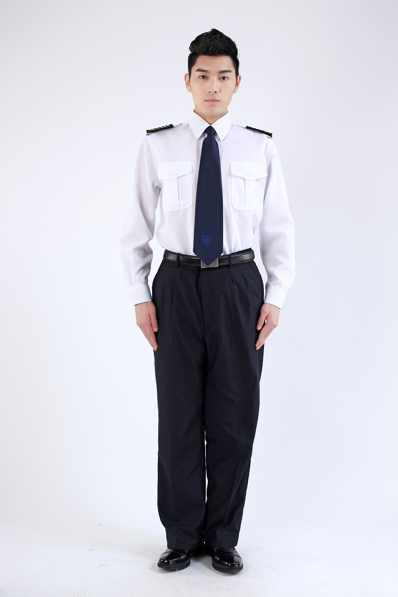 厂家批发 保安白色长袖衬衣 夏季透气海白衬衫 酒店物业保安服