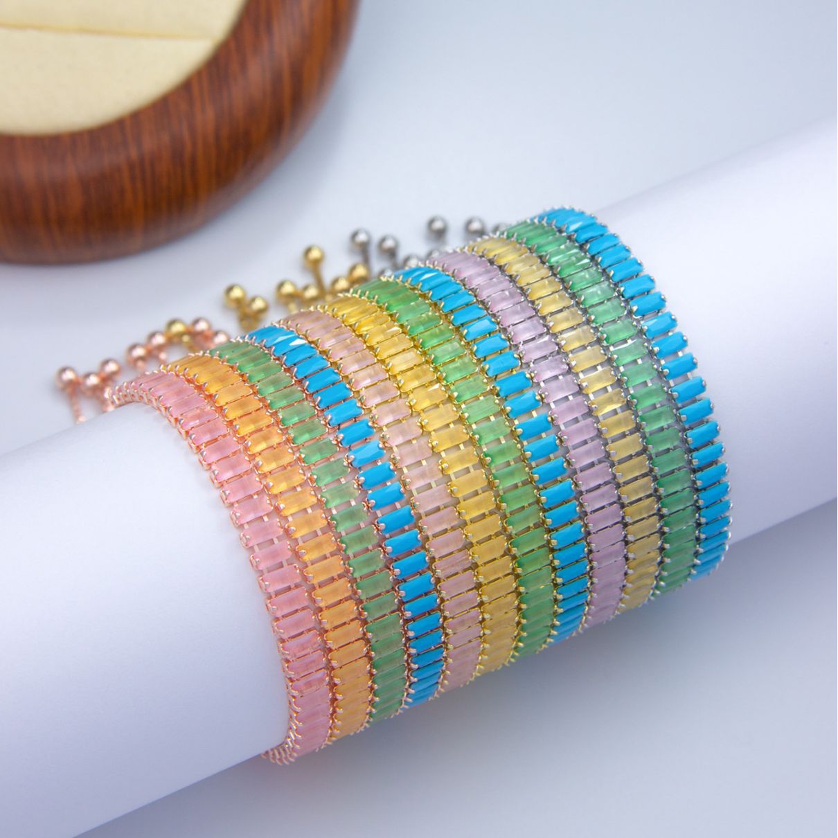 amazon cross-border hot selling colorful crystals bracelet full diamond candy color women‘s crystal zircon shein. temu live