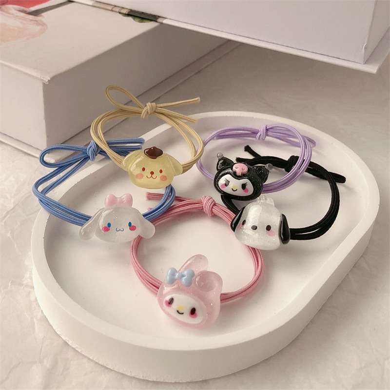 MIZI Transparent Cartoon High Elastic Hair Rope Pacha Dog Ins Girl Heart Couple Cute Headwear Hair Ring Small Rubber Band hair accessories