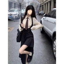 背带连衣裙两件套2024秋季新款高级感学院风辣妹显瘦制服套装女