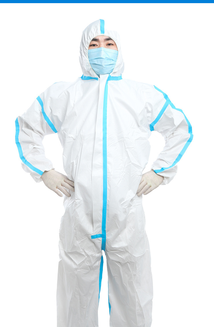 防护服一次性防尘防水溅防油无纺布透气膜连体服电子厂无尘隔离衣