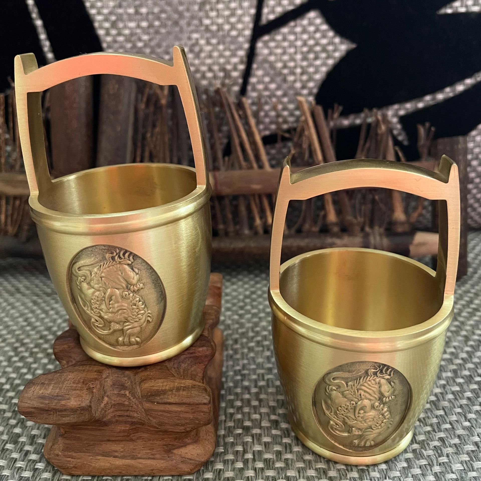 Brass Metal Crafts Gold Barrel Small Bucket Chopsticks Barrel Crafts Small Copper Brass Crafts
