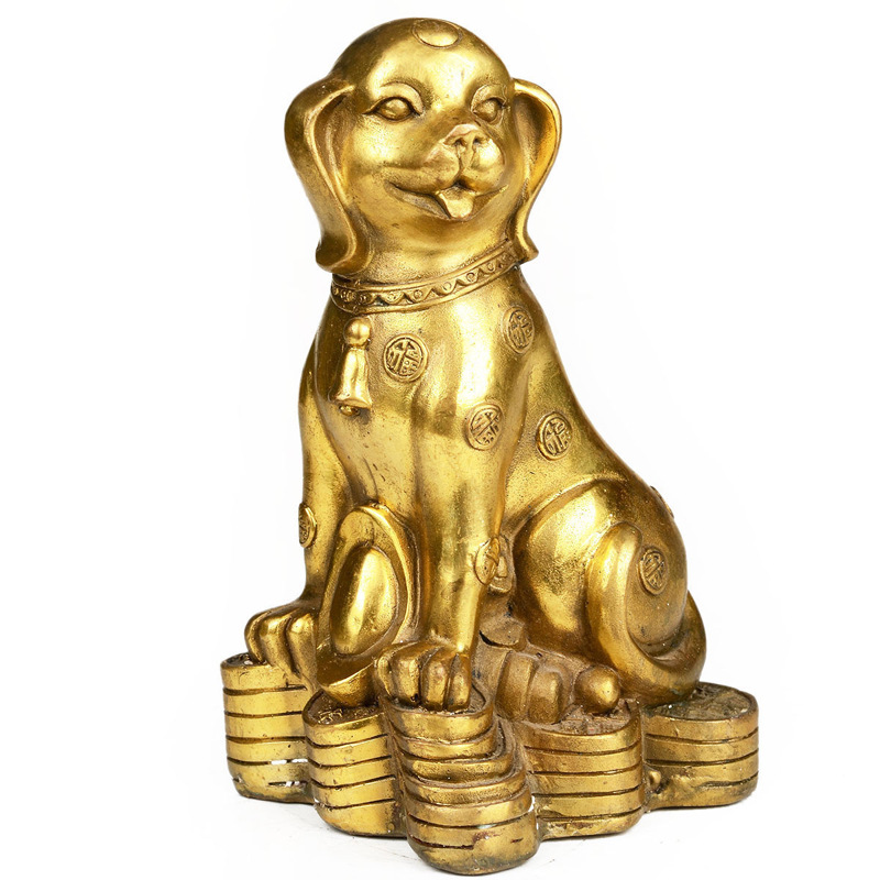 黄铜生肖狗铜十二生肖狗摆件大号生肖狗 属狗吉祥物 元宝金钱狗