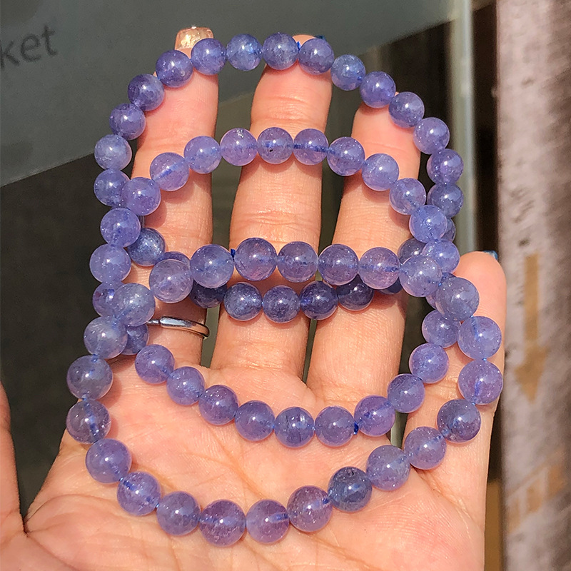 坦桑石手链 坦桑尼亚黝帘石水晶手链跨境热卖丹泉石手串tanzanite