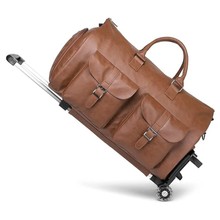新款 服装袋带轮子带鞋隔层滚动行李袋2合1悬挂式手提商务旅行包