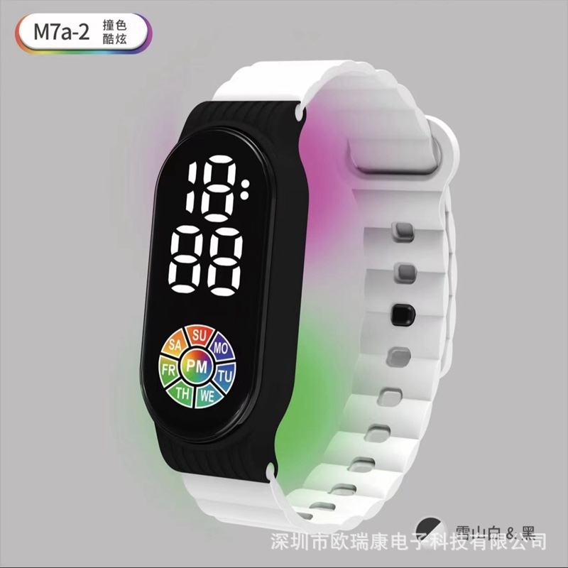 New LED Contrast Color Flash Cool Electronic Watch Bracelet M7a-2 Student Ins Style Sports Factory Spot