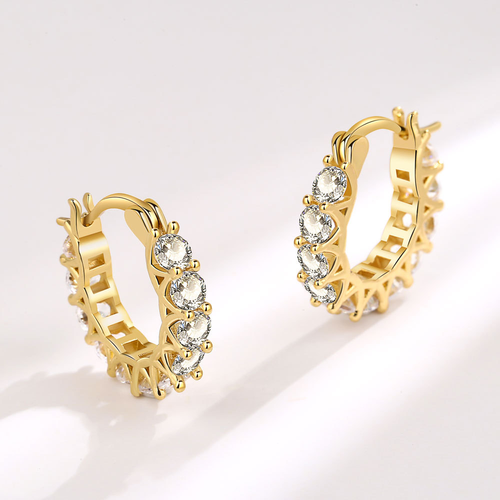 欧美速卖通高级感满钻锆石u形耳扣女欧美跨境花边锆石耳环首饰女