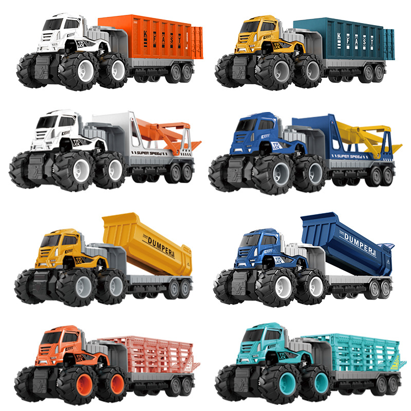 Cross-Border New Arrival Alloy Engineering Car Toys Children's Large Dumptruck Inertia Excavator Toy Car in Stock Wholesale