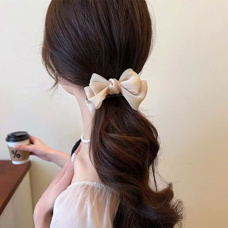 French Style Bow Princess Hairstyle Grip Women's New Sweet Style Bun Artifact High Sense Clamp