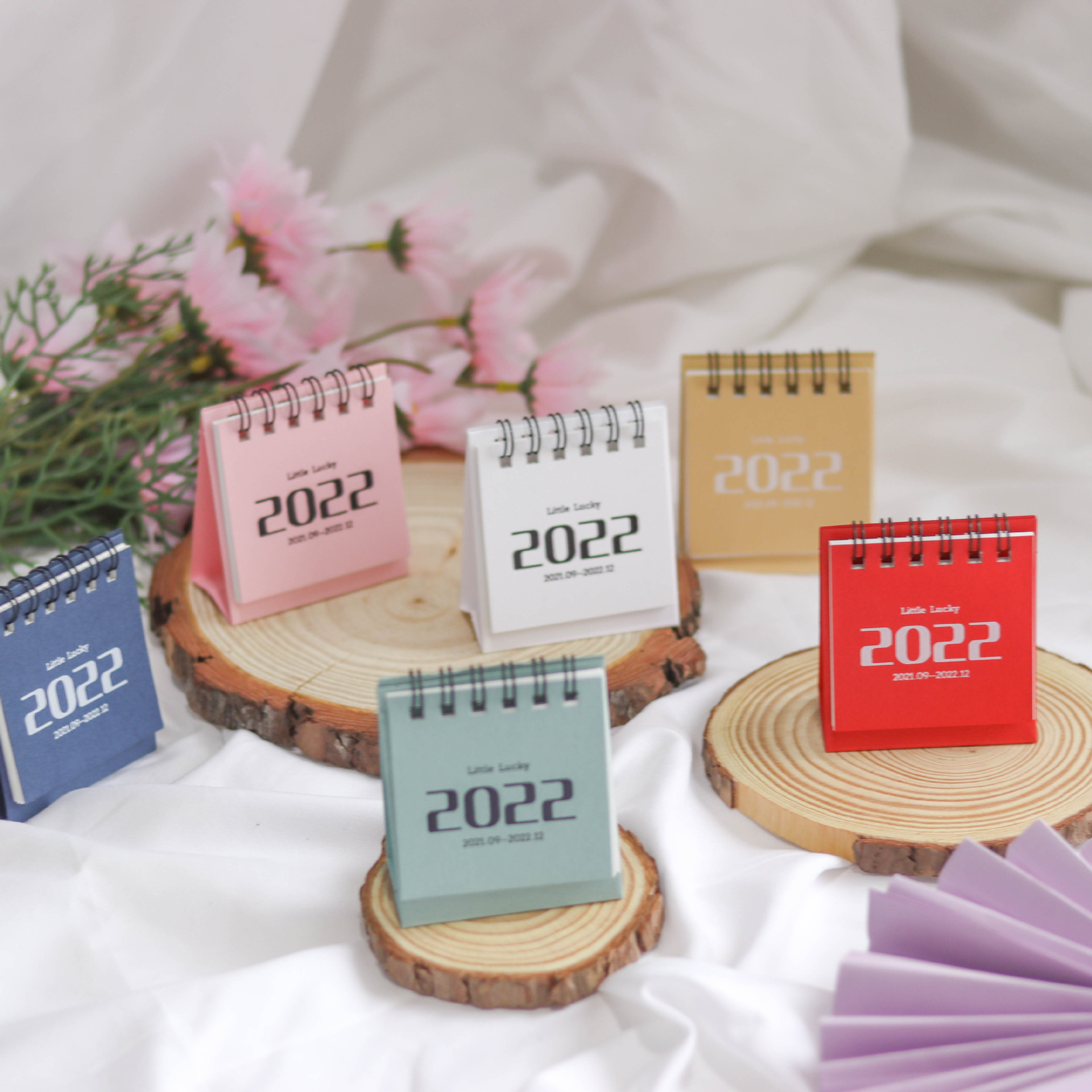 2022新创意迷你小台历中式简约小日历桌面装饰线圈日历本计划本