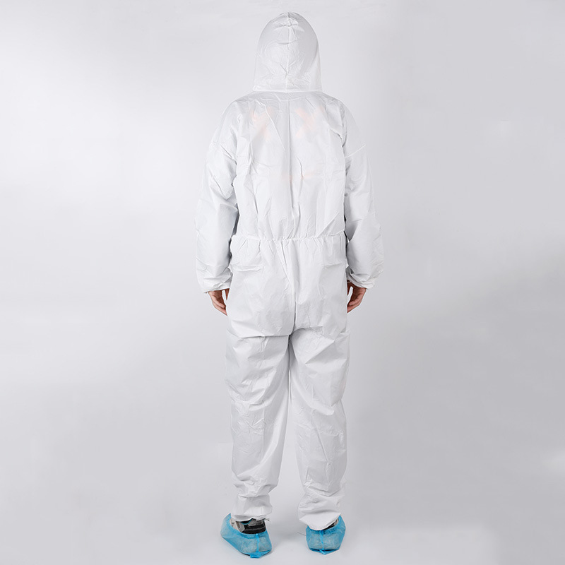 sf透气膜带帽防护服一次性无纺布防水防油污工作服连体连帽隔离服