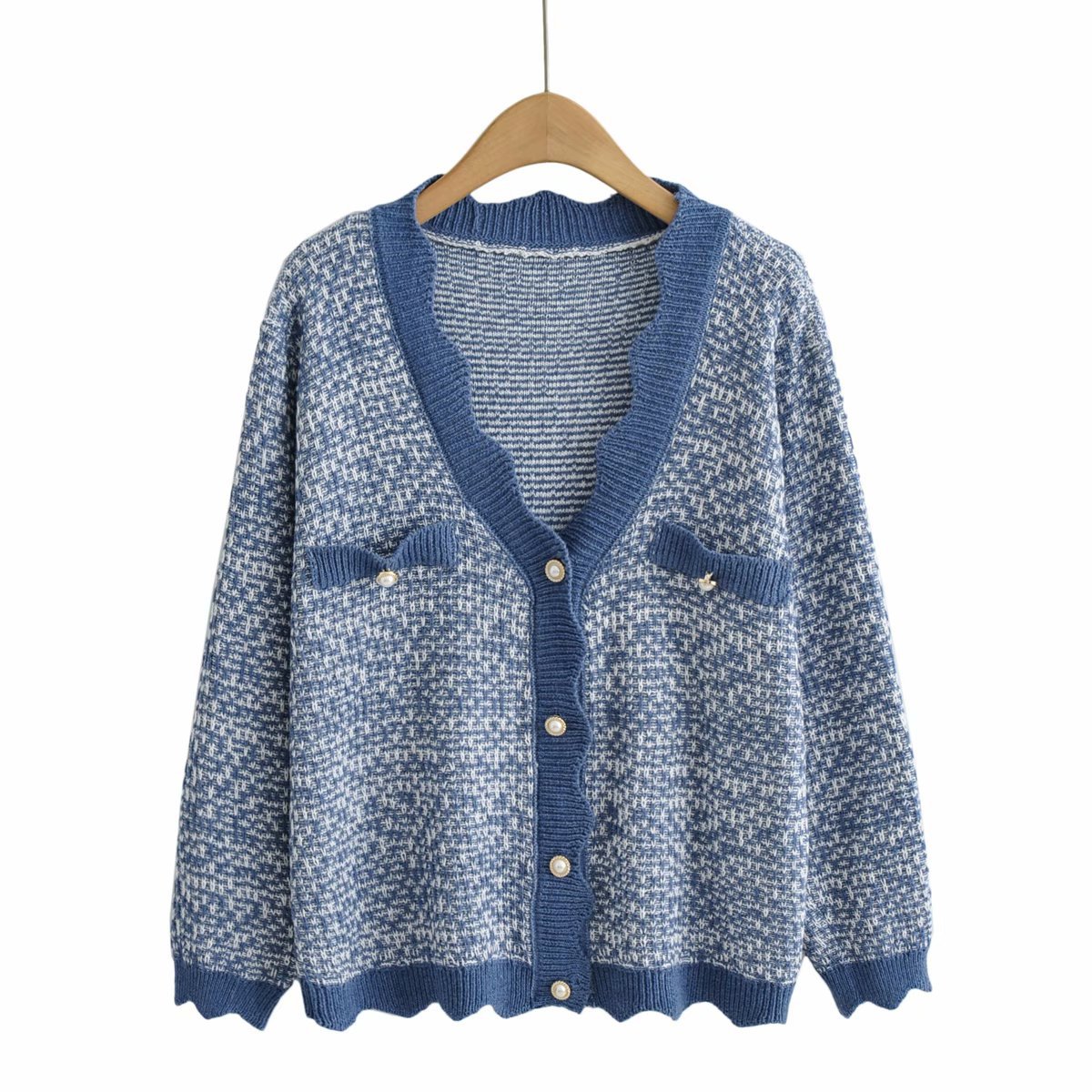 韩学院风毛衣开衫图片