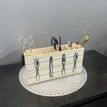 欧式木制家居刀叉收纳盒厨房餐具置物整理西餐勺子储物盒跨境热卖