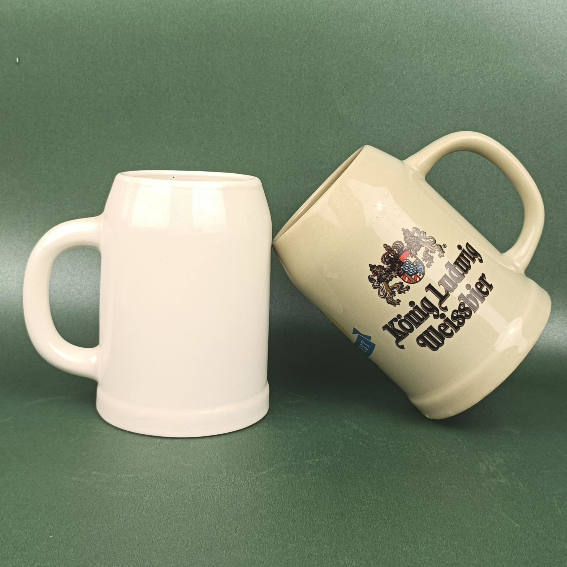 带把大号陶瓷啤酒杯定logo印图案 出口个性酒吧扎啤杯500ml生啤杯