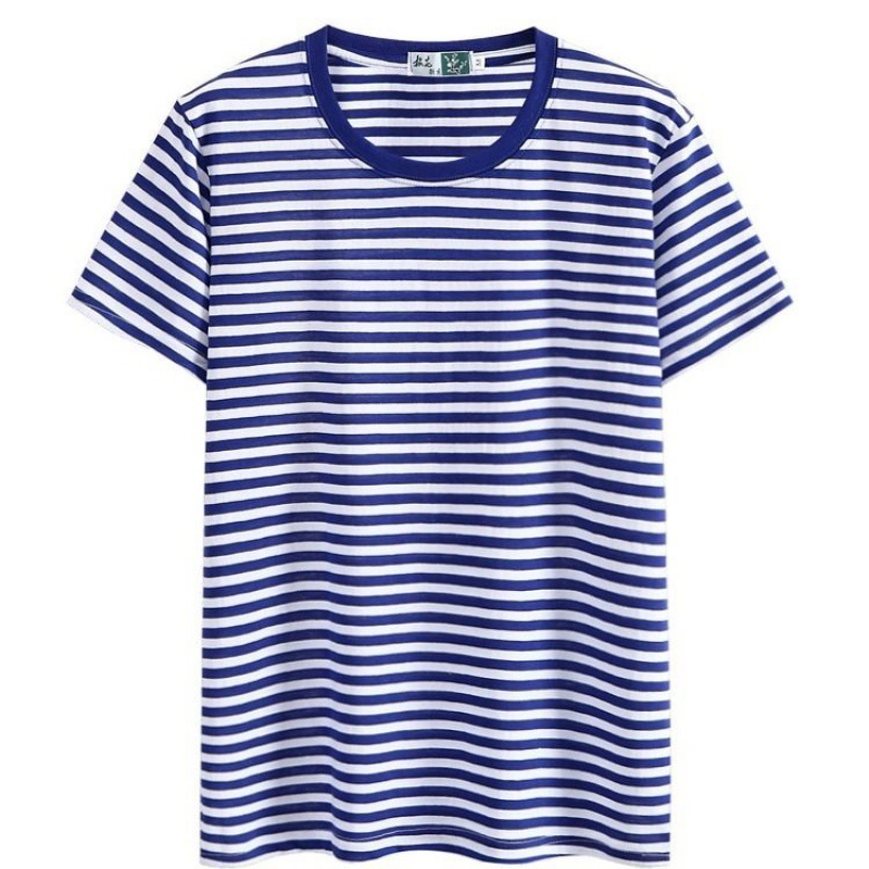 条纹背心男士海军衫怀旧t恤经典t恤蓝色打底衫海魂衫一件代发
