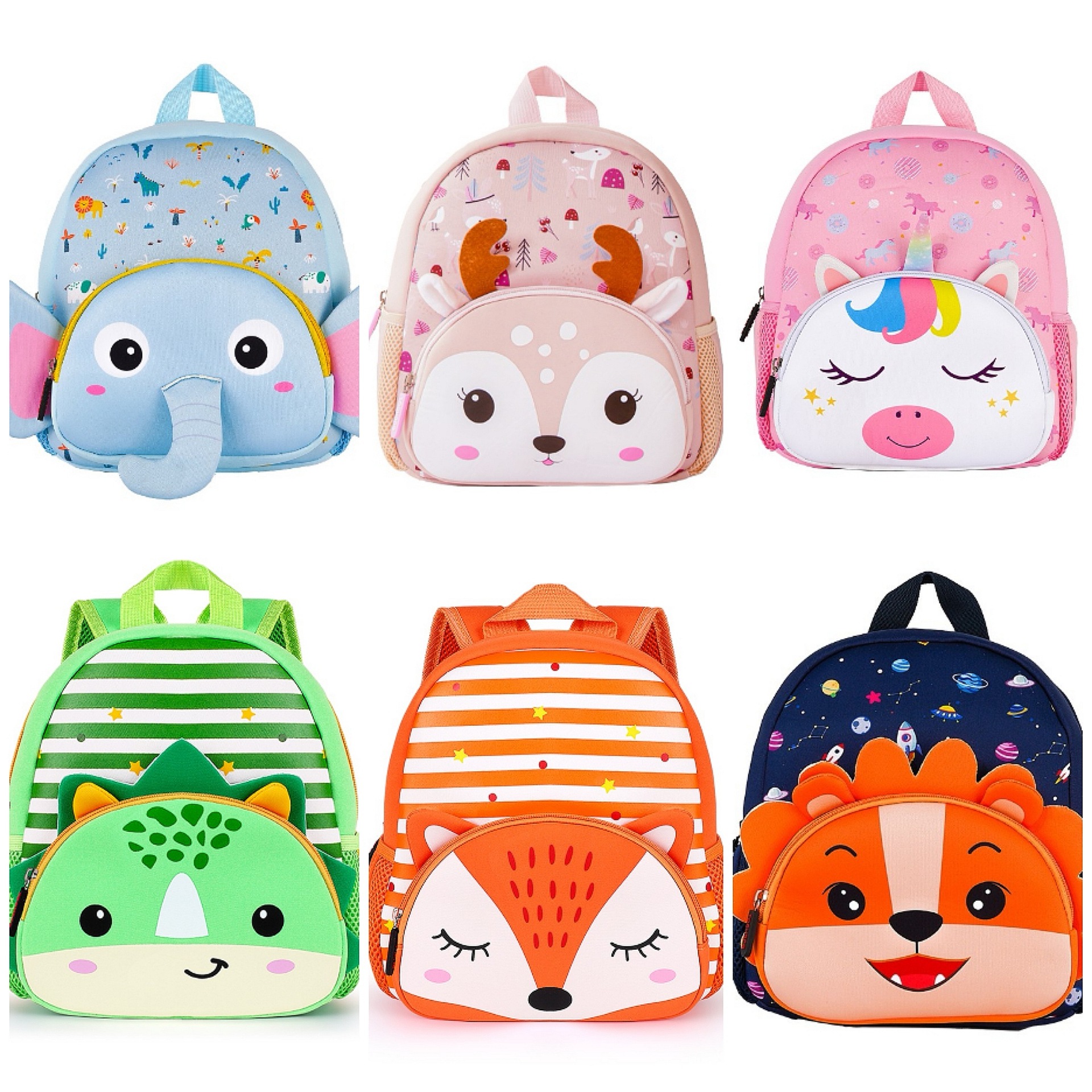 New Student Animal Cartoon Schoolbag Children Neoprene Kindergarten Backpack Dinosaur Unicorn Schoolbag Wholesale