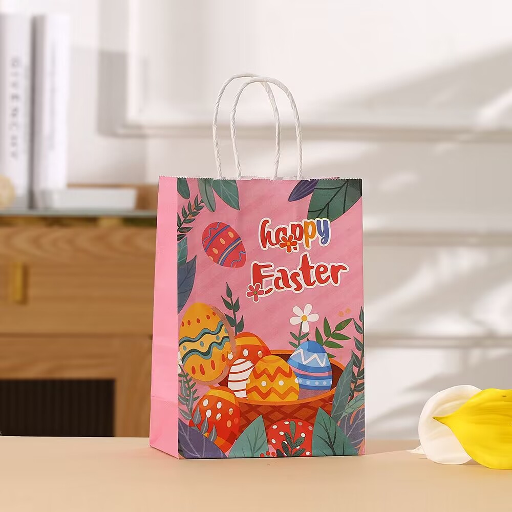 Kraft Paper Bag Cross-Border Easter Gift Bag Shopping Mall Shopping Bag Party Candy Tote Bag Wholesale Takeaway Bag