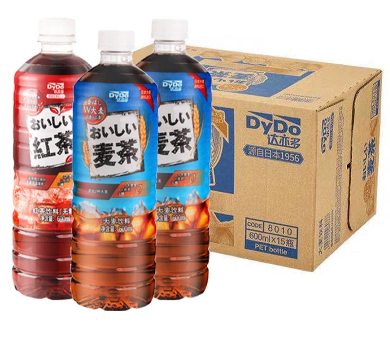 日本品牌dydo达亦多无糖大麦茶 红茶饮料600ml夏日清淡爽口即饮品