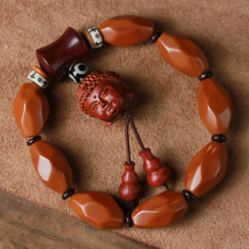 佛珠链长橄榄核脖挂毛衣串复古diy饰女士精雕款念吊坠手持项链男