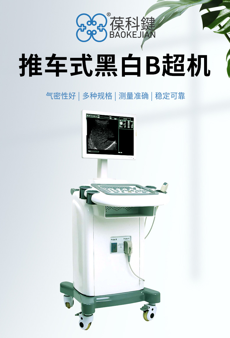 厂家供应推车式黑白b超机阴超探头诊断机器 妇科腹部检查探测仪器
