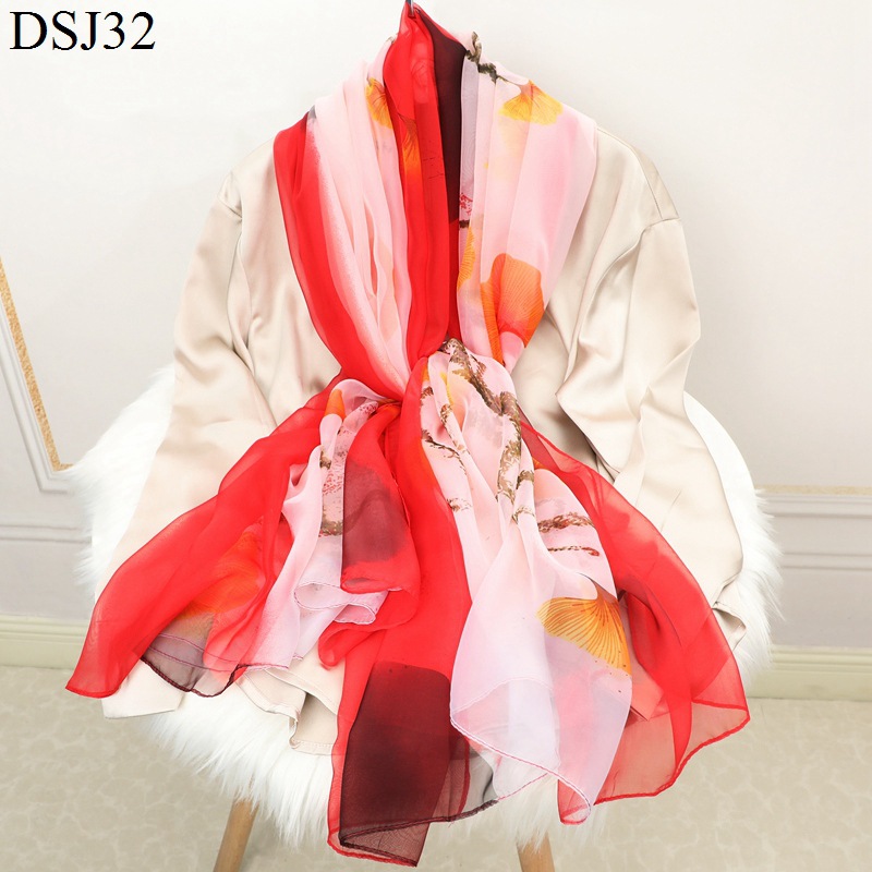 2022 Qingming Riverside Silk Scarf Sunscreen Scarf Women's Large Size Shawl Mother Travel UV Protection Scarf