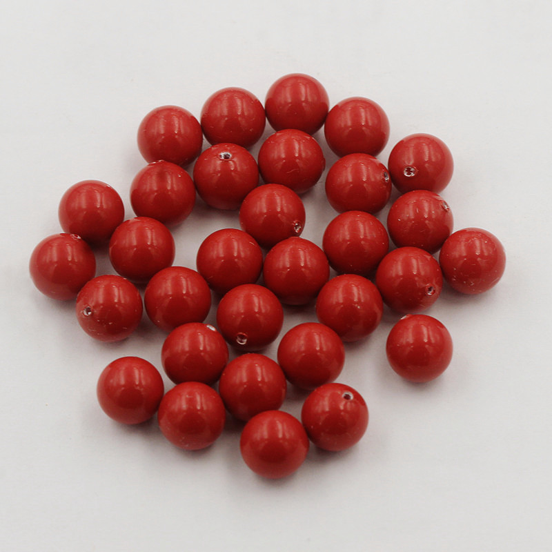 5818奥地利施家水晶半孔珍珠718红色珍珠耳钉吊坠