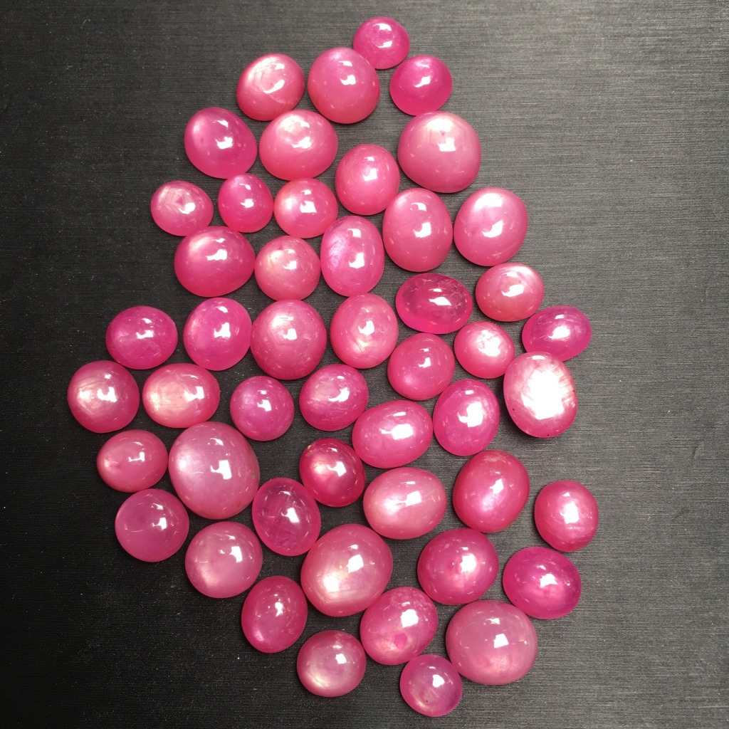 星光红宝石蛋面裸石 晶体通透红粉色 红宝石diy镶嵌裸石 厂家批发