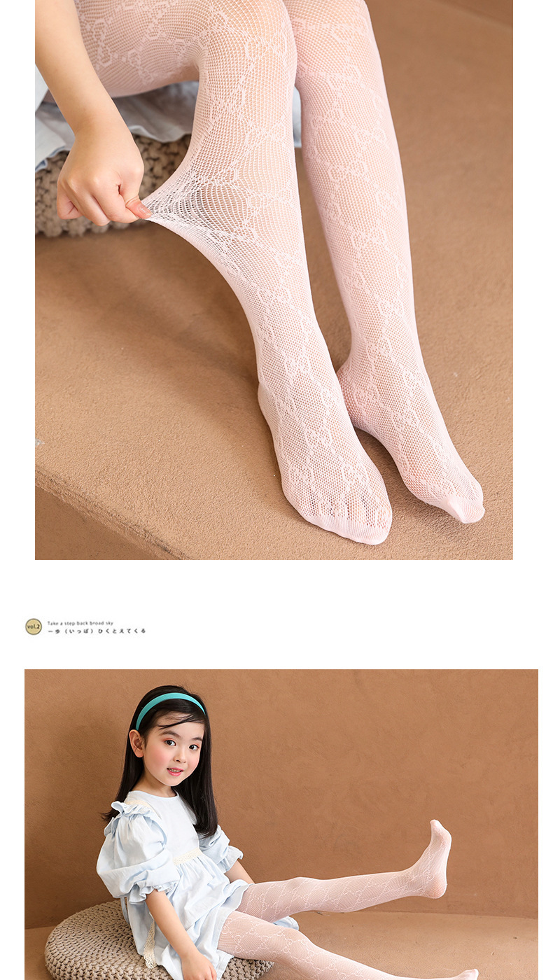儿童蝴蝶结渔网连裤袜夏薄女童宝宝打底袜裤白色公主连裤袜洛莉塔