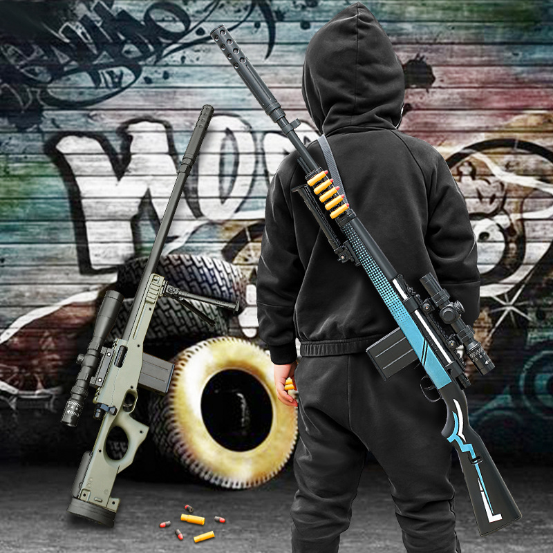 98k抛壳软弹枪手动拉栓大号awm狙击男孩子仿真儿童玩具枪吃鸡模型