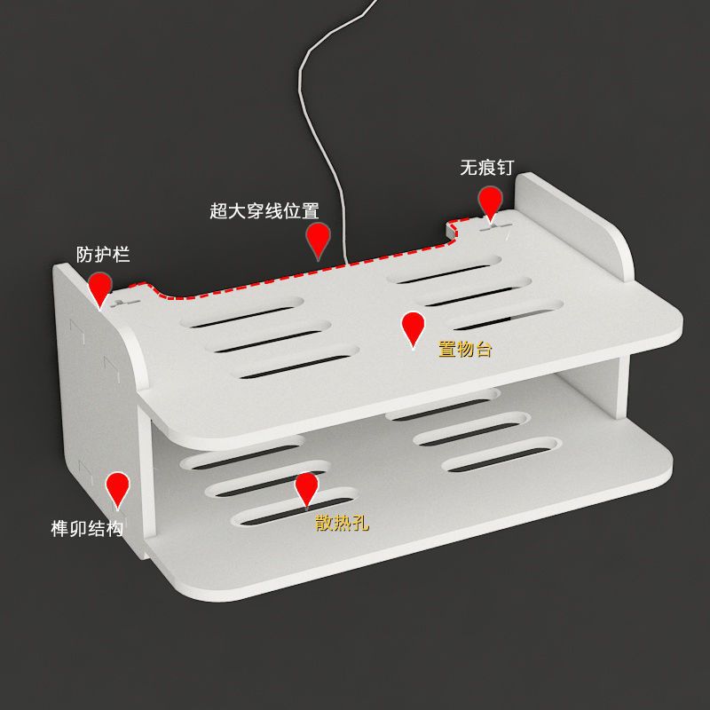 路由器盒子收纳盒光猫固定器墙上电视机顶盒遮丑放架子免打孔
