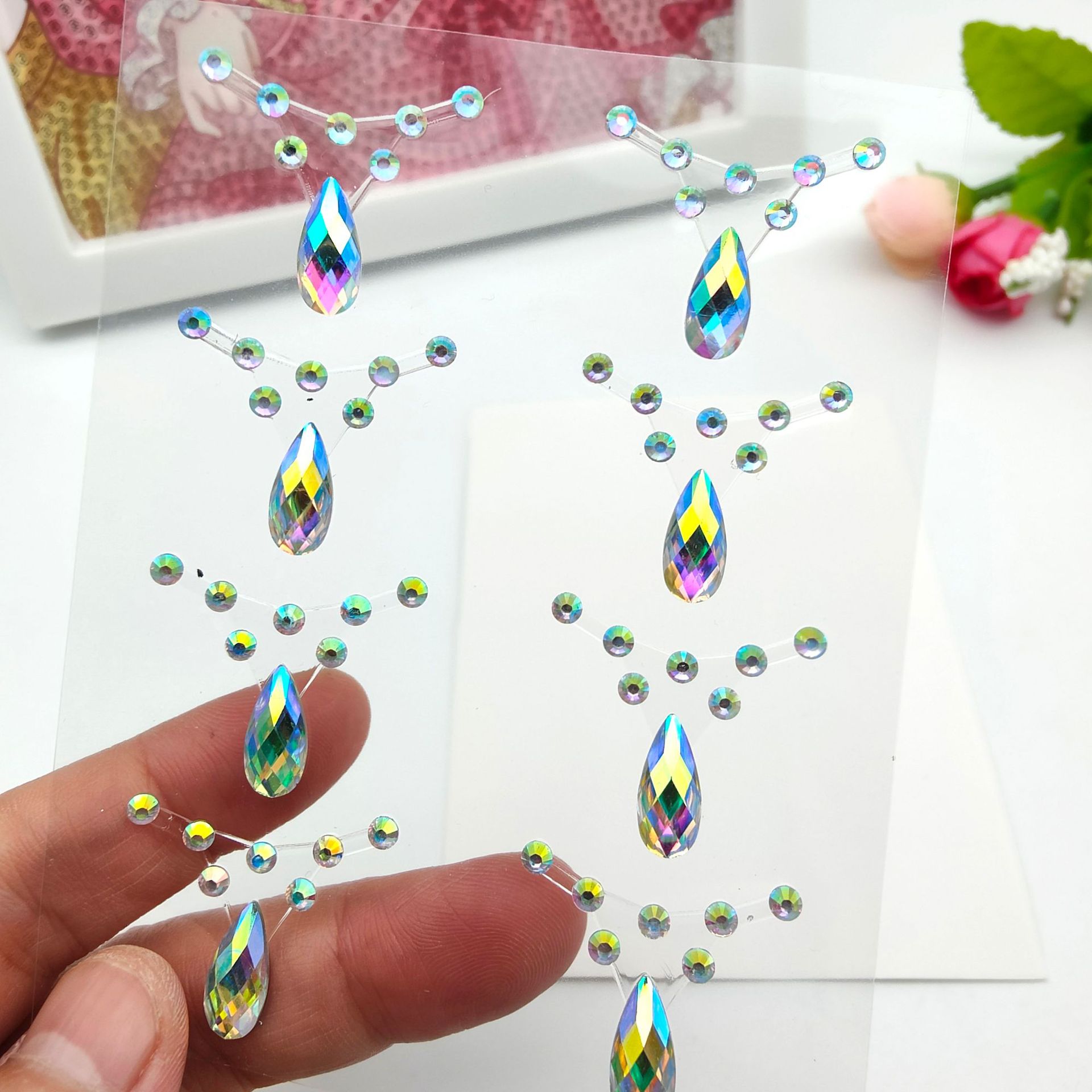 Elf Tear Diamond at the Moment Stick-on Crystals Water Drops Christmas Photo Ins Face Decoration Fairy Makeup Eye Stickers Shiny Rhinestone